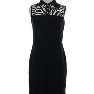 St. John Sport Sleeveless Black Knit Dress with Zebra Yoke